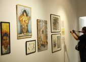 Obras exhibidas en la exposición "Desde el corazón del barrio de Tepito" este jueves, en Ciudad de México (México).
