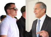 El presidente Daniel Noboa y el juez electoral Fernando Muñoz.