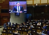 Un video del exlegislador Ronny Aleaga se proyectó en la Asamblea Nacional.