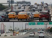 El Municipio de Guayaquil inauguró en mayo el paso a desnivel en avenida de las Américas e Isidro Ayora (abajo). Con el tiempo, la congestión se instala en estas estructuras, como la de avenida de Las Américas y Carlos Plaza Dañín (arriba).