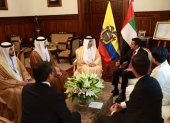Una de las reuniones del presidente Daniel Noboa con las autoridades de Emiratos Árabes Unidos.