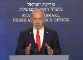 Captura de video tomada de la cuenta en X @netanyahu del primer ministro de Israel, Benjamin Netanyahu, durante una alocución.