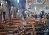 Danos causados por el ataque perpetrado contra la iglesia cristiana de Mar Elías de Damasco.