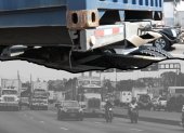 Una peatona murió en la vía Perimetral cuando un contenedor se desprendió del tráiler que lo llevaba y le cayó encima.