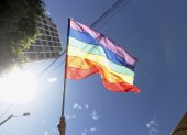 Los asistentes a la marcha del Orgullo estuvieron cobijados por la bandera arcoiris.