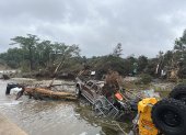 Fotografía de los escombros ocasionados debido a las inundaciones es en el área de Kerrville, Texas (EE.UU.)