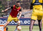 Octavio Rivero, delantero de Barcelona SC, en la práctica este domingo 20 de julio