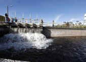 La planta de tratamiento de El Troje  comenzó a llenarse tras la apertura de las compuertas en La Mica, este 23 de julio de 2025.