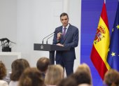 El presidente del Gobierno, Pedro Sánchez, durante una rueda de prensa este lunes en el Palacio de la Moncloa