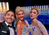 Eduardo con Victoria, Miss Universo y Mara Topic.