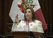 Fotografía del 28 de julio de 2025 de la presidenta de Perú, Dina Boluarte, en el Congreso Lima (Perú).