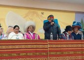 Cita. Marlon Vargas, presidente de la Conaie, en un acto, en Otavalo.
