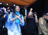 Luisa González, en un acto de su campaña como candidata a la Presidencia.