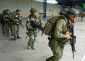 Militares durante actividades en el sector Alto Punino, en Francisco de Orellana.