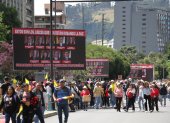 Rostros. Varios carteles con las fotos de los jueces de la Corte fueron expuestos a lo largo de la marcha.