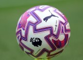 MANCHESTER, ENGLAND - AUGUST 09: The Premier League Puma match ball is pictured during the pre-season friendly match between Manchester United and ACF Fiorentina at Old Trafford on August 09, 2025 in Manchester, England. (Photo by Molly Darlington/Getty Images)