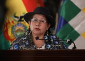 La ministra de Relaciones Exteriores de Bolivia, Celinda Sosa Lunda, en una rueda de prensa este viernes 15 de agosto de 2025, en La Paz (Bolivia).