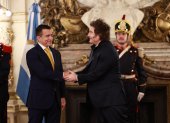 Daniel Noboa junto a su homólogo argentino, Javier Milei, en la Casa Rosada.