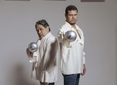 Lucho Mueckay junto a Marlon Pantaleón. Protagonistas de Una vida en el teatro.