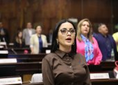 La jefa del bloque correísta en la Asamblea, Viviana Veloz, se pronunció sobre decisión de la Corte Constitucional.
