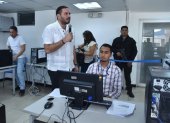 El presidente del CPCCS, Andrés Fantoni, participó de la instalación del sistema informático.