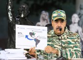 Nicolás Maduro durante el acto de activación operativa de la Milicia Nacional Bolivariana, mientras critica acciones de EE.UU.