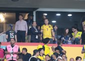 El presidente Daniel Noboa en una de las suites del estadio Monumental.
