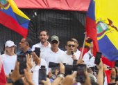 El presidente Daniel Noboa emitió un breve discurso en la marcha convocada por su Gobierno en el centro de Guayaquil.