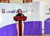 Carolina Jaramillo, portavoz del Gobierno, ofreció este 15 de septiembre de 2015 su rueda de prensa desde Latacunga.