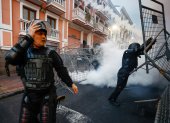 Un grupo de agentes de la Policía antimotines de Ecuador fue registrado el pasado 14 de septiembre, al enfrentarse con manifestantes.