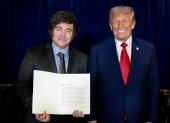 Javier Milei junto al presidente de los Estados Unidos, Donald Trump, durante una reunión este martes en Nueva York (Estados Unidos).
