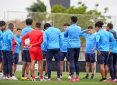 Liga de Quito en su último entrenamiento en Brasil antes de enfrentar a Sao Paulo.