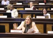 La asambleísta del correísmo Nuria Butiñá en el Pleno de la Asamblea.