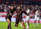 Jeison Medina (d) fue el autor del único gol de Liga en la victoria ante Sao Paulo en Brasil.