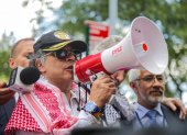 El presidente colombiano participó de una protesta contra Israel.