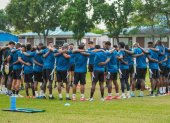 Emelec entrenó en el Polideportivo de Los Samanes, previo al duelo contra Deportivo Cuenca.