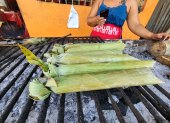 Muchín. Los muchines esmeraldeños se envuelven en hojas de plátano.