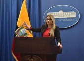 Tras permanecer varias semanas en Latacunga, la rueda de prensa del 6 de octubre de 2025 de Carolina Jaramillo volvió al Palacio de Carondelet, en Quito.