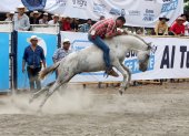 Jinetes. Montar a caballo, uno de los actos estrellas del Rodeo Montubio.