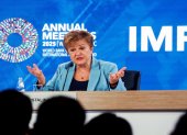 La directora gerente del FMI, Kristalina Georgieva, ofreció una rueda de prensa, en Washington.