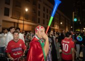 Hinchas de Marruecos celebrando en las calles el título de campeón del Mundo sub 20.