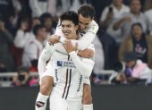 La celebración del doblete de Gabriel Villamil ante Palmeiras.