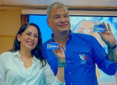 La dirigente de la RC, Luisa González, y el presidente vitalicio del partido, Rafael Correa.