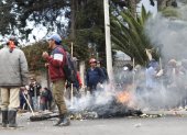 Varios manifestante bloquearon una carretera en el marco del paro nacional.