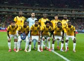 La selección ecuatoriana de fútbol se forma previo a un partido amistoso ante México, disputado el 14 de octubre de 2025.