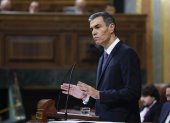 El presidente del Gobierno, Pedro Sánchez, durante su comparecencia este miércoles en el Congreso de los Diputados.
