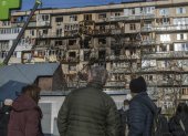 Un edificio alcanzado por un ataque ruso sobre Kiev.