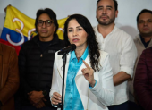 Luisa González, en la sede de la Revolución Ciudadana en Quito.