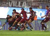 Jugadores de Lanús festejaron la concesión de la Copa Sudamericana 2025.