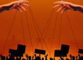 Imagen simbólica de la intromisión política en la justicia y en otros poderes.